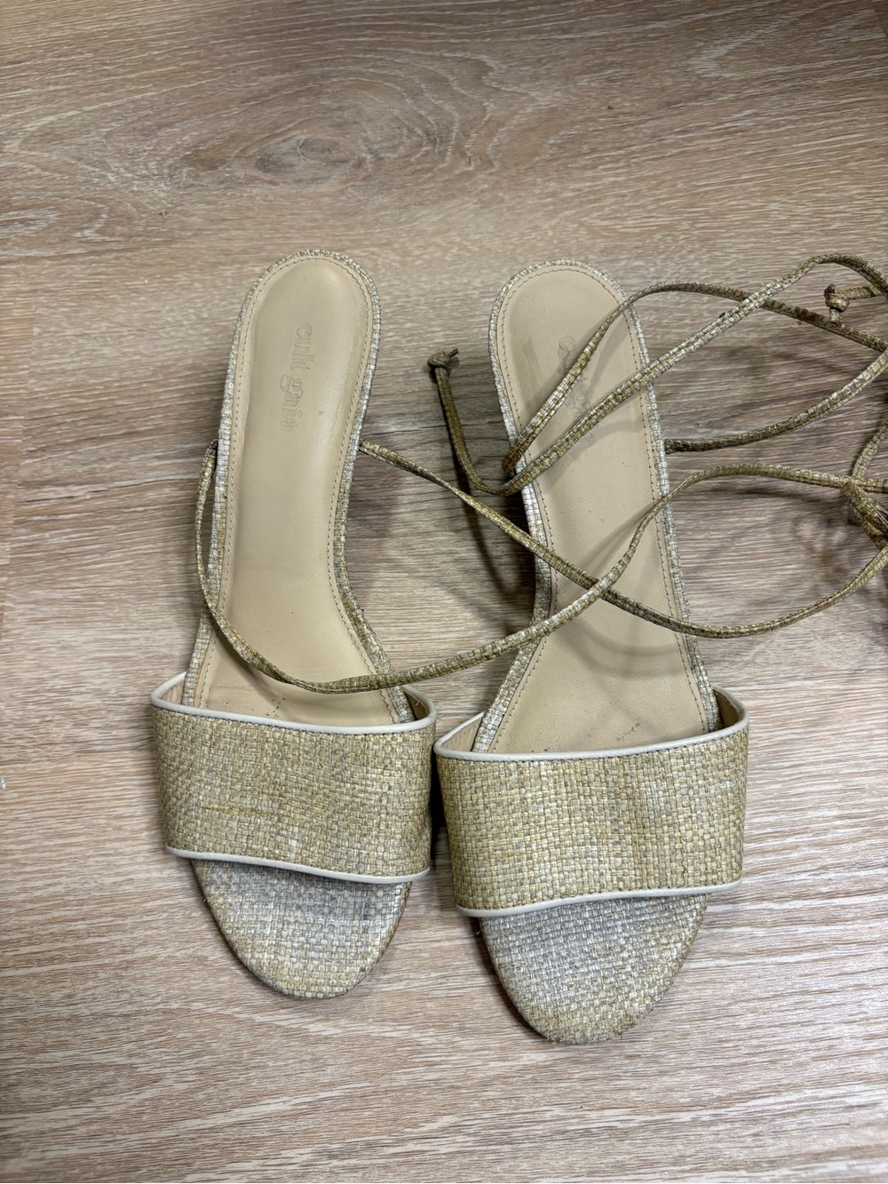 Cult Gaia wedge lace up Linen Sandal